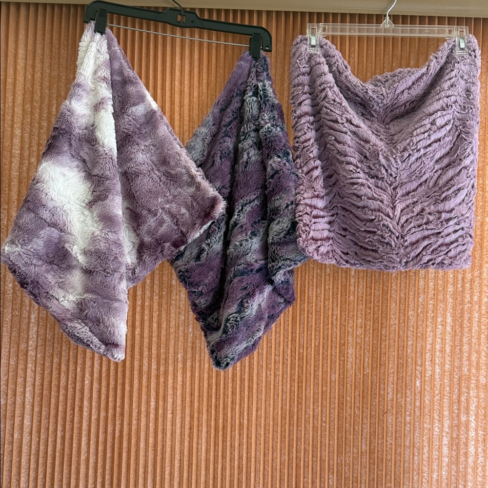 Minky Purple and White Throw Pillow Covers set of 3